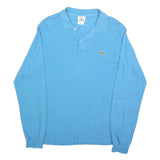 LACOSTE Mens Blue Long Sleeve Plain Polo Shirt S Cotton Blend Casual Classic