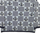 ALFRED DUNNER Womens Navy Blue & Light Blue Anchor Patterned Jumper Collared