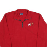 CH SPORT Mens Red Plain Pullover Jumper 1/4 Zip Polyester Blend L