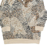 BLAIR Womens Beige Animal Print Printed Top Long Sleeve Collared S Polyester