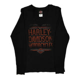 Harley Davidson Graphic Long Sleeve T-Shirt - Large Black Cotton