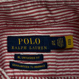 Tall Polo By Ralph Lauren Striped Short Sleeve Shirt - XL Red Cotton