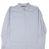 ZARA Womens Light Blue Oversized Shirt Long Sleeve Collared Cotton Blend XL