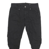 GAS Womens Cotton Black Regular Fit Tapered Leg Trousers W25 L25 Stylish Zip