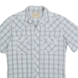 WRANGLER Mens Blue & Grey Check Western Shirt M Casual Cotton Blend