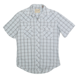 WRANGLER Mens Blue & Grey Check Western Shirt M Casual Cotton Blend