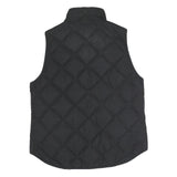 J.CREW Womens Black Quilted Jacket M Polyester Blend Zip Pockets Sleeveless