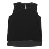 CALVIN KLEIN Womens Black Sleeveless Round Neck Top L Smooth Velvety Finish