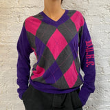 Duke Argyle Jumper - Large Multicoloured Wool Blend
