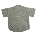 RINNOVATO Mens Grey & Cream Patterned Cotton Shirt XL Short Sleeve Casual