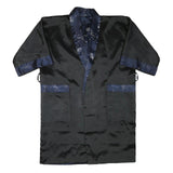 Womens Black & Navy Asian Style Jacket XL Silk Blend Plain Embroidered Dragon