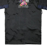 Womens Black & Navy Asian Style Jacket XL Silk Blend Plain Embroidered Dragon