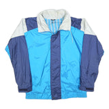 Mens Blue & Navy Colourblock Casual Zip Up Jacket L Polyester Blend Woven