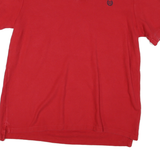CHAPS Mens Red Short Sleeve Plain Polo Shirt L Classic Cotton Summer