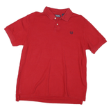 CHAPS Mens Red Short Sleeve Plain Polo Shirt L Classic Cotton Summer