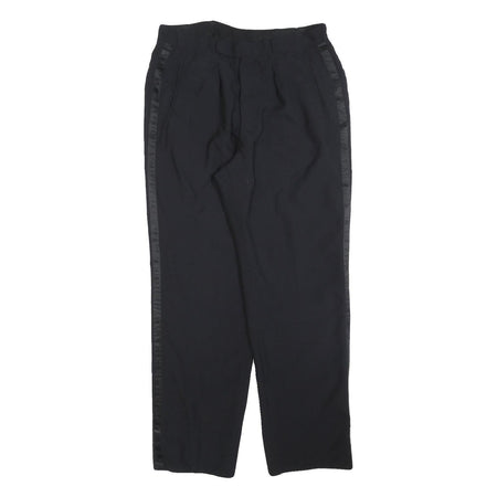 Black Mens Relaxed Trousers W32 L30 Zip Side Stripe Casual Everyday