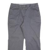 LANDS END Womens Cotton Blend Grey Regular Straight Trousers W32 L27 Casual