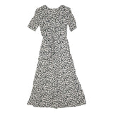 ALL THAT JAZZ Womens Black White Floral Day Dress Polyester Blend Short Sleeve