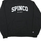 CHAMPION Mens Black Spinco Pullover Hoodie XL Cotton Blend Casual Sweater