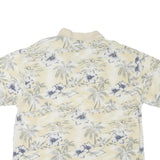 SUMA Womens Cream Floral Palm Tree Short Sleeve Polo Shirt XL Cotton Blend