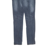 Mens Slim Blue Denim Jeans Cotton Zip W32 L31 Stylish Casual Everyday Wear