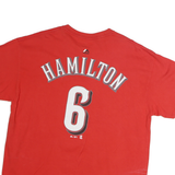 MAJESTIC Mens Red MLB Hamilton 6 Graphic T-Shirt XL Short Sleeve Crew Neck