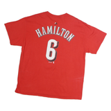 MAJESTIC Mens Red MLB Hamilton 6 Graphic T-Shirt XL Short Sleeve Crew Neck