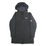 JACK WOLFSKIN Womens Black Jacket UK 16 Polyester Blend Plain Hooded Zip