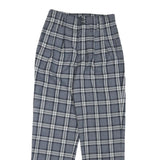 Grey Polyester Blend Mens Regular Fit Tapered Trousers W28 L28 Checked Pattern