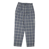 Grey Polyester Blend Mens Regular Fit Tapered Trousers W28 L28 Checked Pattern