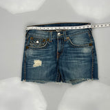 True Religion Denim Shorts - 30W UK 8 Blue Cotton