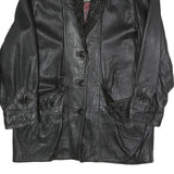 VERA PELLE Womens Black Faux Leather Button Jacket M Leather Plain Button
