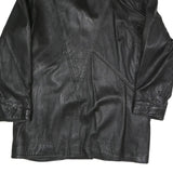 VERA PELLE Womens Black Faux Leather Button Jacket M Leather Plain Button