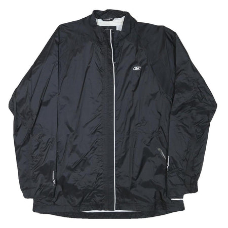 REEBOK Womens Black Zip Polyester Blend Jacket XL Plain Lightweight Sportswear