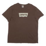 LEVI'S Mens Brown Cotton Blend Logo T-Shirt 2XL Short Sleeve Crew Neck Casual