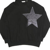 MC LORENE Womens Black Hoodie S Star Sequins Pullover Sweatshirt