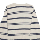 TOMMY HILFIGER Mens Beige & Navy Patterned Cotton Jumper V-Neck Rib Knit S