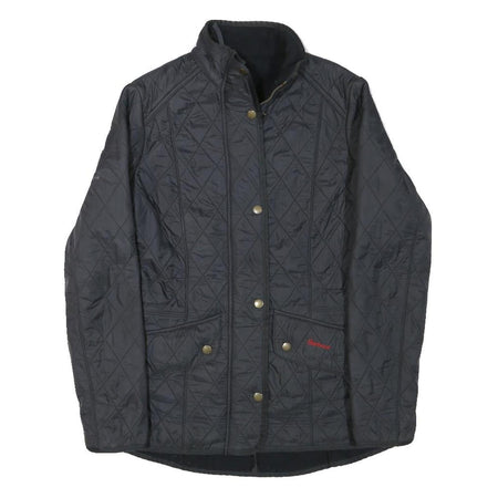 BARBOUR Womens Black Quilted Jacket UK 8 Polyester Blend Button Closure Stylish