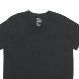 NIKE Mens Black Plain T-Shirt XL Short Sleeve V-Neck Cotton Blend Casual