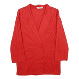 SONIA RYKIEL Womens Red Jacket L Woven Button Classic Elegant Lightweight