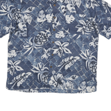 HAVANA JACKS Mens Blue Hawaiian Shirt L Silk Tropical Print Summer Casual