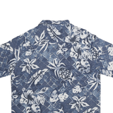 HAVANA JACKS Mens Blue Hawaiian Shirt L Silk Tropical Print Summer Casual
