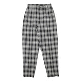 Womens Relaxed Black & White Check Trousers W25 L28 Polyester Blend Zip Closure