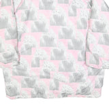 Womens Pink & Grey Dog Print Casual Jacket L Polyester Blend Zip Pocketed