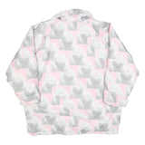 Womens Pink & Grey Dog Print Casual Jacket L Polyester Blend Zip Pocketed