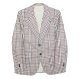 Mens Beige and Pink Checked Classic Jacket M Wool Blend Button Closure
