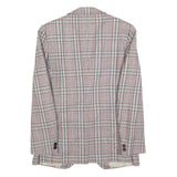 Mens Beige and Pink Checked Classic Jacket M Wool Blend Button Closure