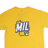 GENUINE MERCHANDISE Mens Yellow Graphic T-Shirt L Short Sleeve Crew Neck MLB