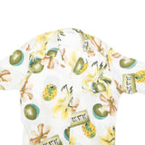 VANITY Womens White Green Yellow Hawaii Print Shirt M Summer Casual