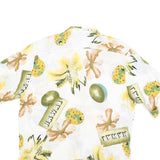 VANITY Womens White Green Yellow Hawaii Print Shirt M Summer Casual